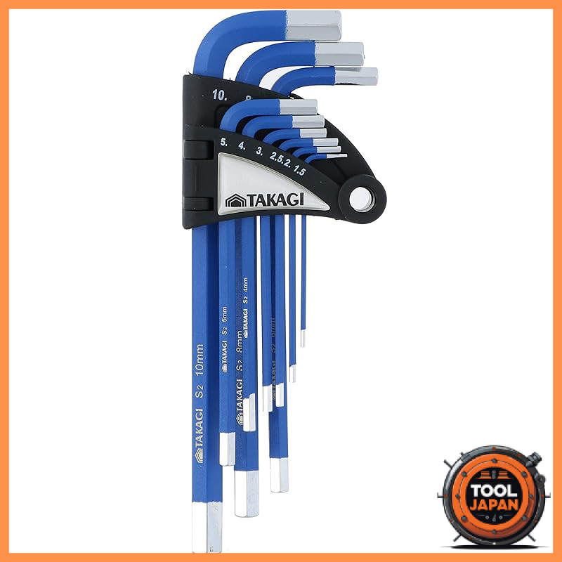 Takagi HANDIWORK Color Coated Hex Wrench Set, Blue, 9 Pieces, No. 100