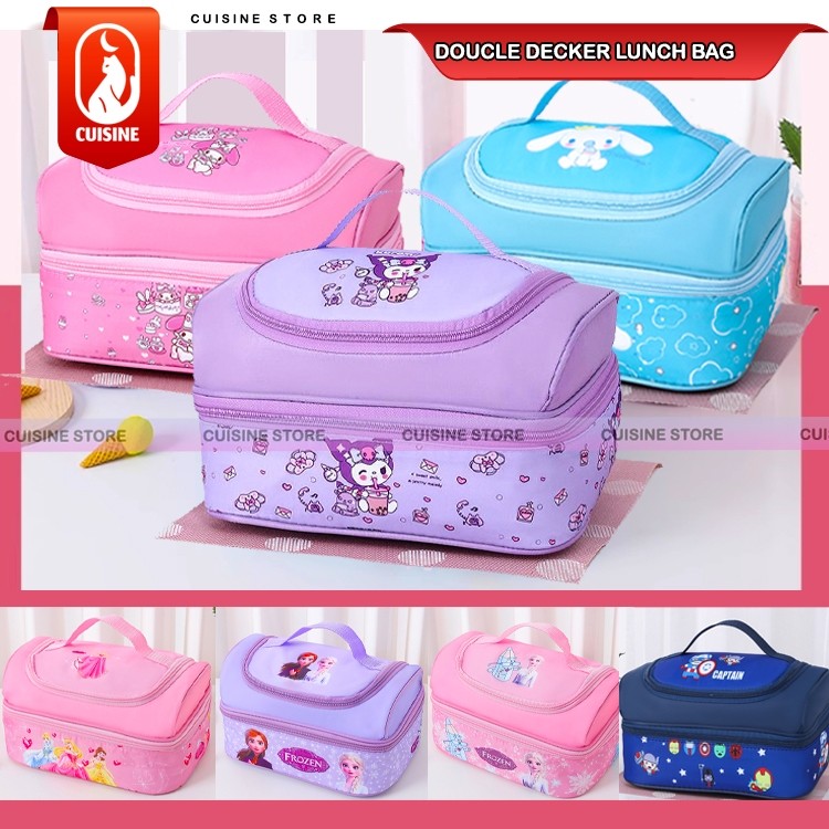 คุณเห็น24.SHOP Kuromi Motif Tiered Lunch Bag Double Decker Childrens Lunch Bag ขนาดหนา 27.5 ซม.