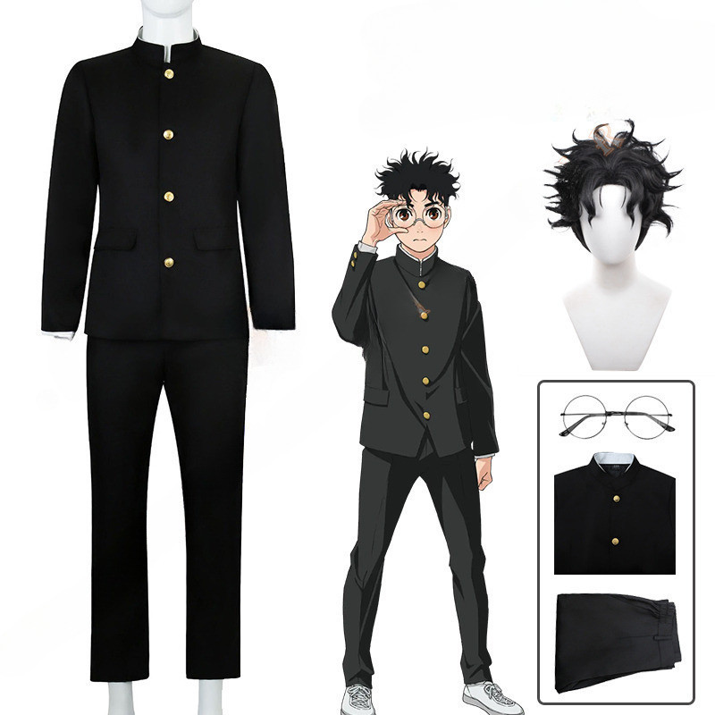 ZST อะนิเมะ Dandadan Ken Takakura คอสเพลย์ วิกผมและชุดนักเรียนแจ็กเก็ต Gakuran สีดำ สำหรับ Halloween