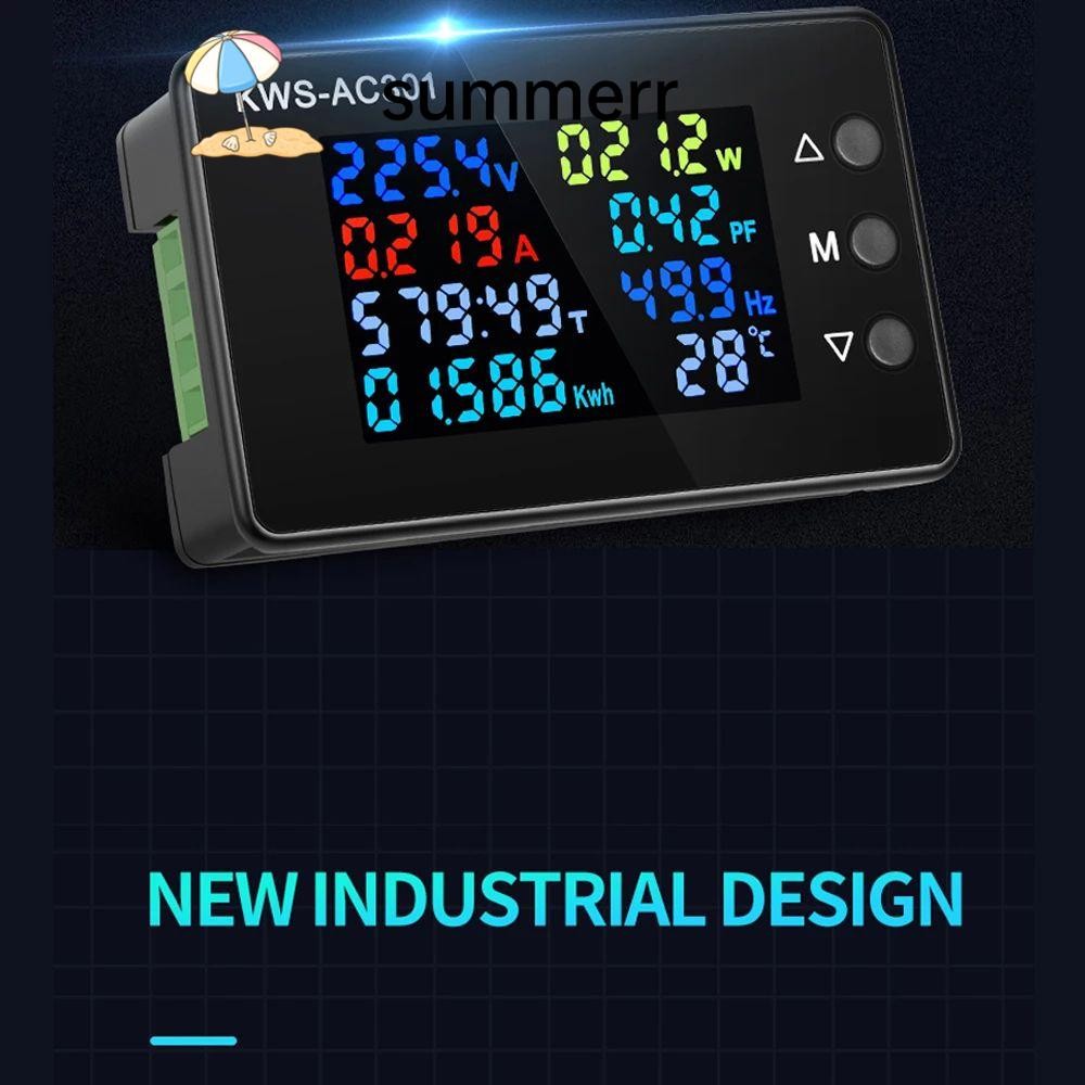 SUMMERR AC Wattmeter จอแสดงผล LED KWS-AC301 AC 50-300V Power Energy Meter