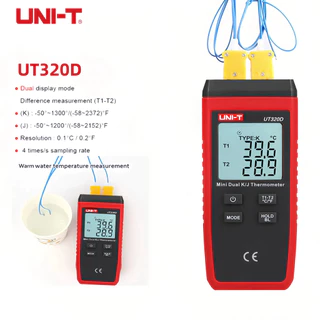 【From Thailand】UNI-T UT320D UT320A เครื่องวัดอุณหภูมิ แบบสัมผัส ขนาดเล็ก เทอร์โมสตัท ช่องคู่ K/J เพื่อจัดเก็บข้อมูลโดยอัตโนมัติ