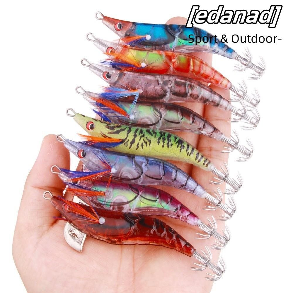 เหยื่อตกปลา EDANAD ขนาด 10 ซม., 12 กรัม ออกแบบเป็นปลาหมึกและตะขอจิ๊ก สปินเนอร์เบทแสงสว่าง ใช้งานได้ดีในการตกปลาทะเลน้ำลึก