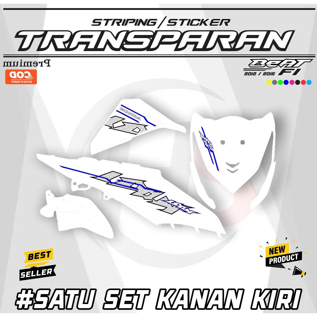 BEAT FI TRANSPARENT UV STICKER STRIPING URBAN VERSION H86 MOTIF ตัวแปร