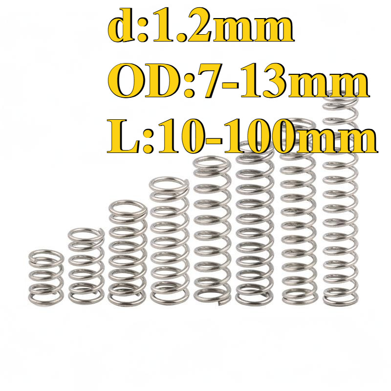 304 สปริงบีบสแตนเลส d1.2มม * เส้นผ่านศูนย์กลางภายนอก: 7-13มม ความยาว:10-100มม）compression spring SUS
