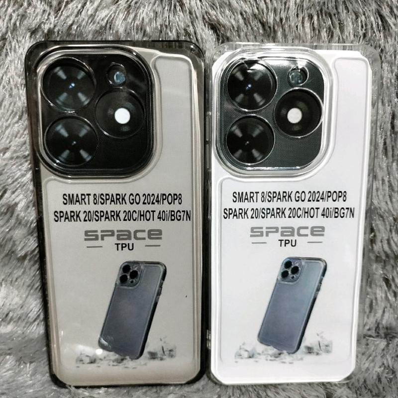 กรณี INFINIX สมาร์ท 8/8 PRO/SPARK G0 2024/SPARK 20/SPARK 20C/HOT 40I Softcase Clear ปลอกใสสีดําโปร่ง
