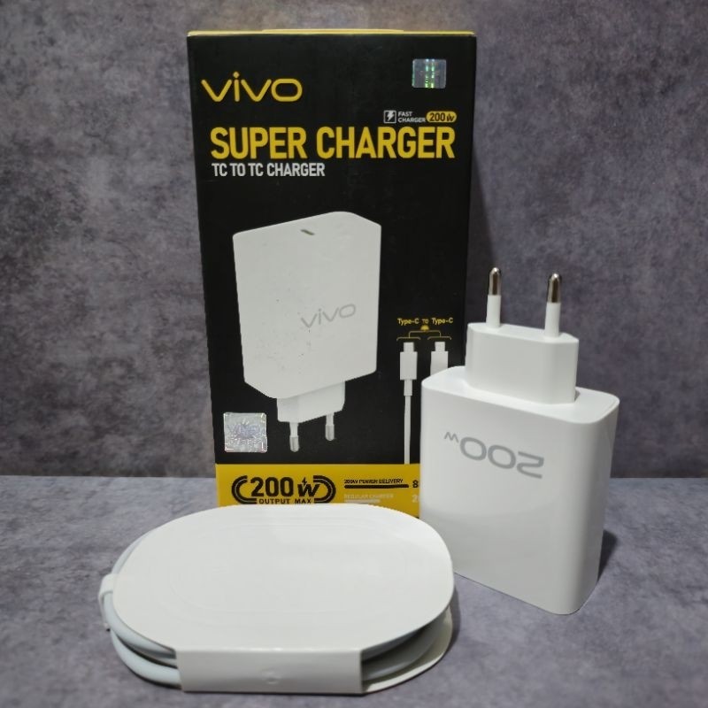 Super Charger VIVO ขนาดใหญ่ 200W/200 วัตต์ Type C ถึง Type C ผลิตภัณฑ์ดั้งเดิม 100% Turbo Fast Charg