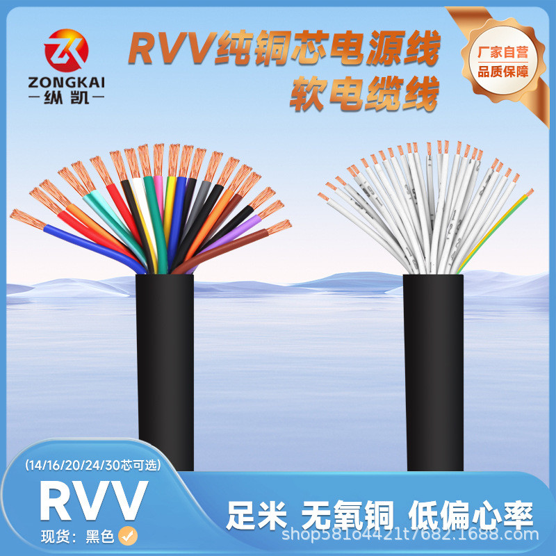 Rvv Cable Multi-Core National Standard 3/4/8/10/12/14/16/20/24/30 Core Control Cable Line Signal Lin