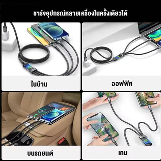 ZJ HOME สายชาร์จข้อมูลเร็ว 3-in-1 Micro USB Type-C 100W 6A