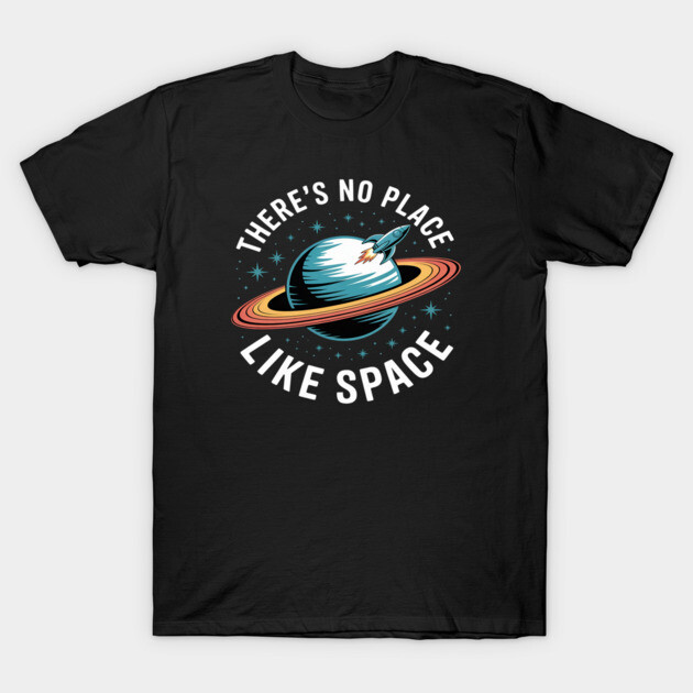 เสื้อยืด Vintage There’s No Place Like Space T-Shirt แท้ Cotton 100% y2k สีดำ สินค้ามาใหม่ S-5XL