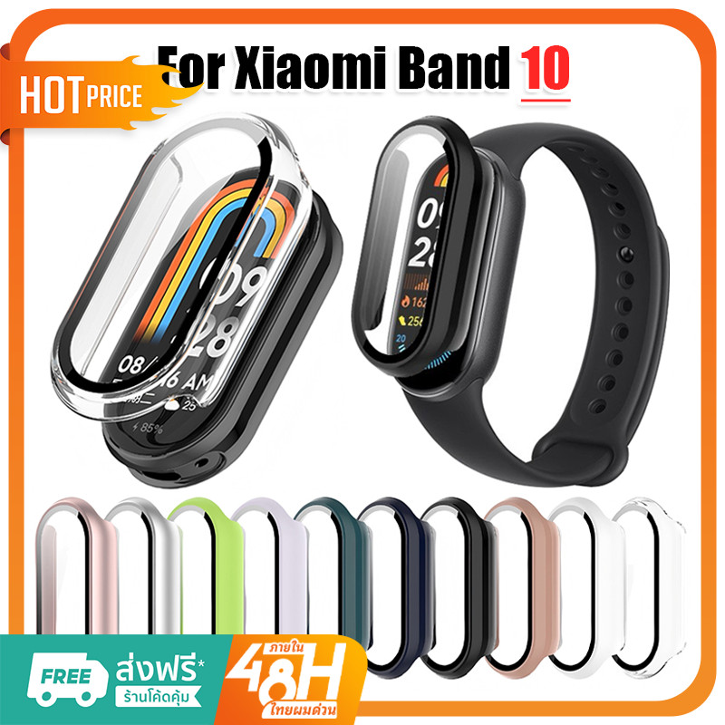เคสแก้วป้องกันหน้าจอสําหรับ Xiaomi Mi Smart Band 10 กระจกนิรภัยเต็มรูปแบบสําหรับ Mi band10 ฝาครอบหน้