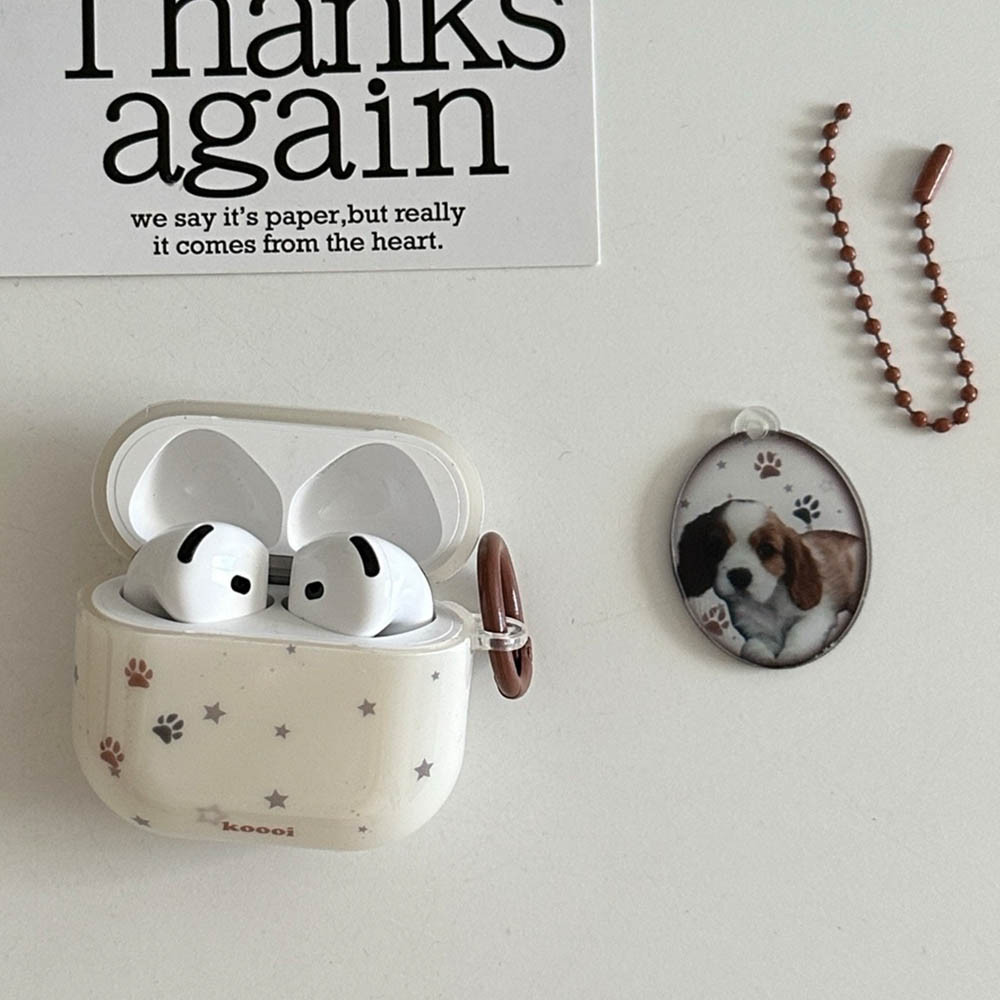 สุนัขแมว Paw พิมพ์สําหรับ AirPods 1 หรือ 2 3 4 Pro 2 น่ารัก IMD AirPod Pro2 Airpods4 Soft TPU หูฟังบลูทูธพร้อมพวงกุญแจ