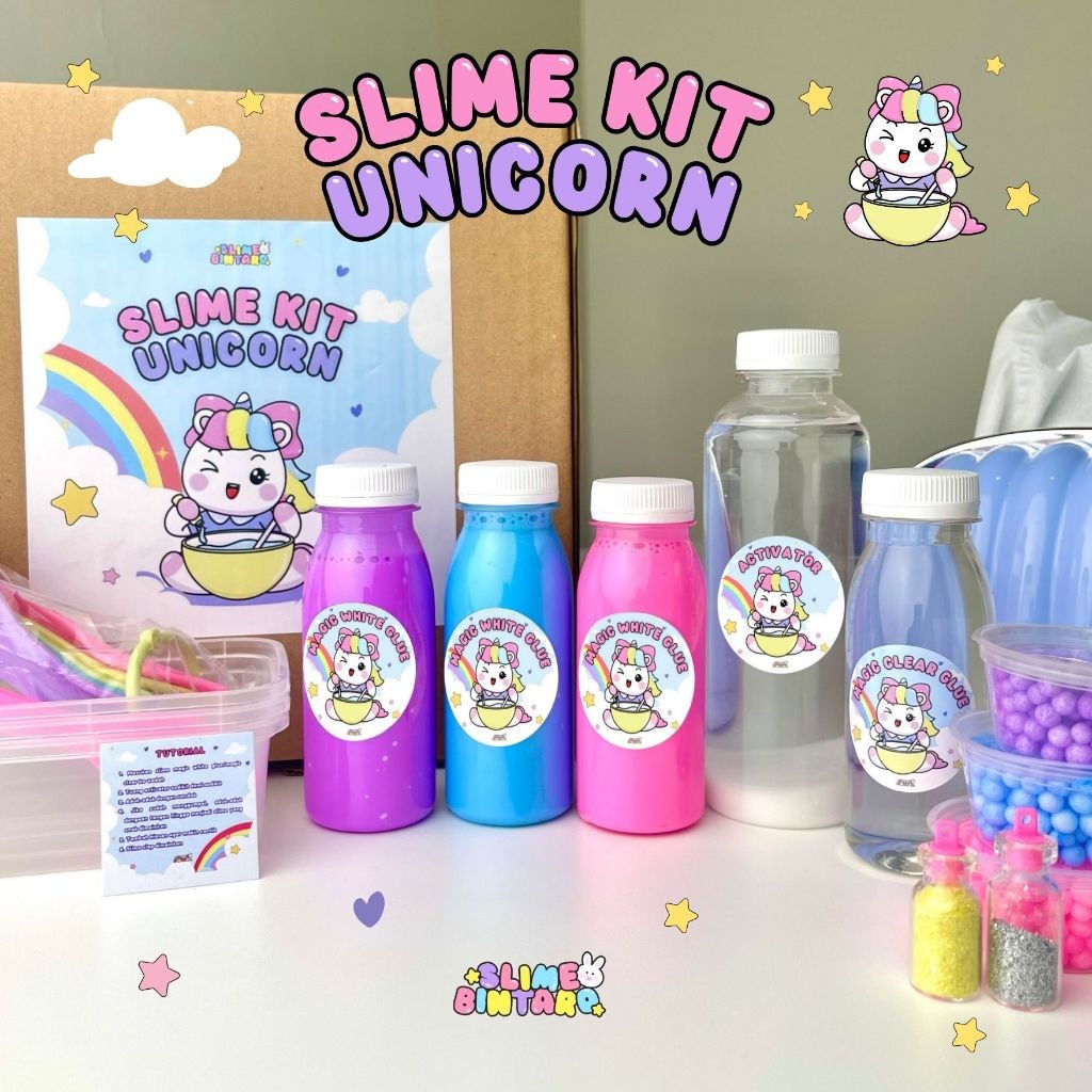 UNICORN SLIME KIT BY BINTARO SLIME || ชุด SLIME ครบชุด || น่ารัก SLIME || ทําพิธีของคุณ SLIME