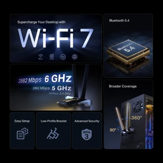 TP-LINK Archer TBE400E PCIe Adapter Wi-Fi 7 BE6500 Bluetooth 5.4 ประกันศูนย์ไทย