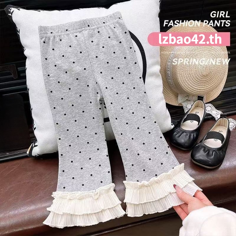 กางเกงลำลองสำหรับสาว ๆ ลูกไม้ลายจุด Wave ใหม่ร้อยชุด เหมาะสำหรับฤดูใบไม้ร่วงและฤดูหนาว