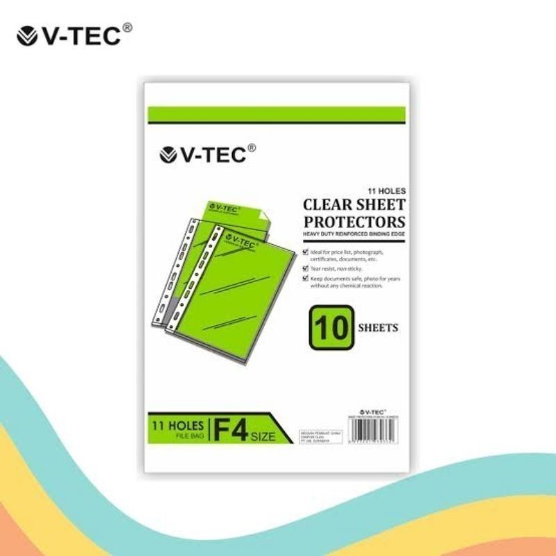 V-TEC SHEET PROTECTOR VT-303 FOLIO / A4 (1 ชุด มี 10 แผ่น)