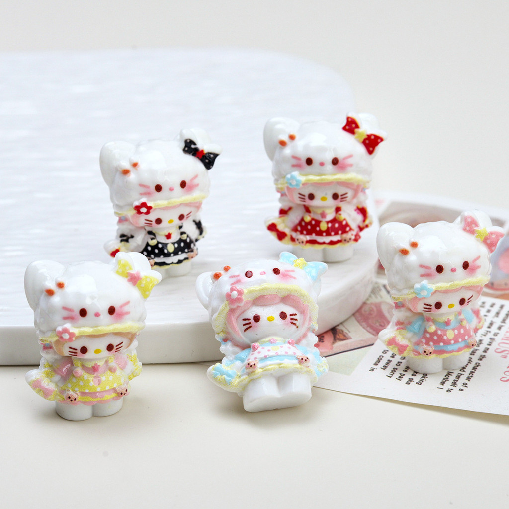 10 ชิ้น KT พร้อมชุดจุดและหมวกสีขาวเรซิ่น Charms สําหรับ DIY (7-299)888