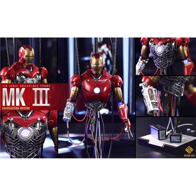 [Collection Boutique] Ready Stock PRESENT TOYS 1/6 Iron Man Collection Series MK-3 Paralysis Battle 