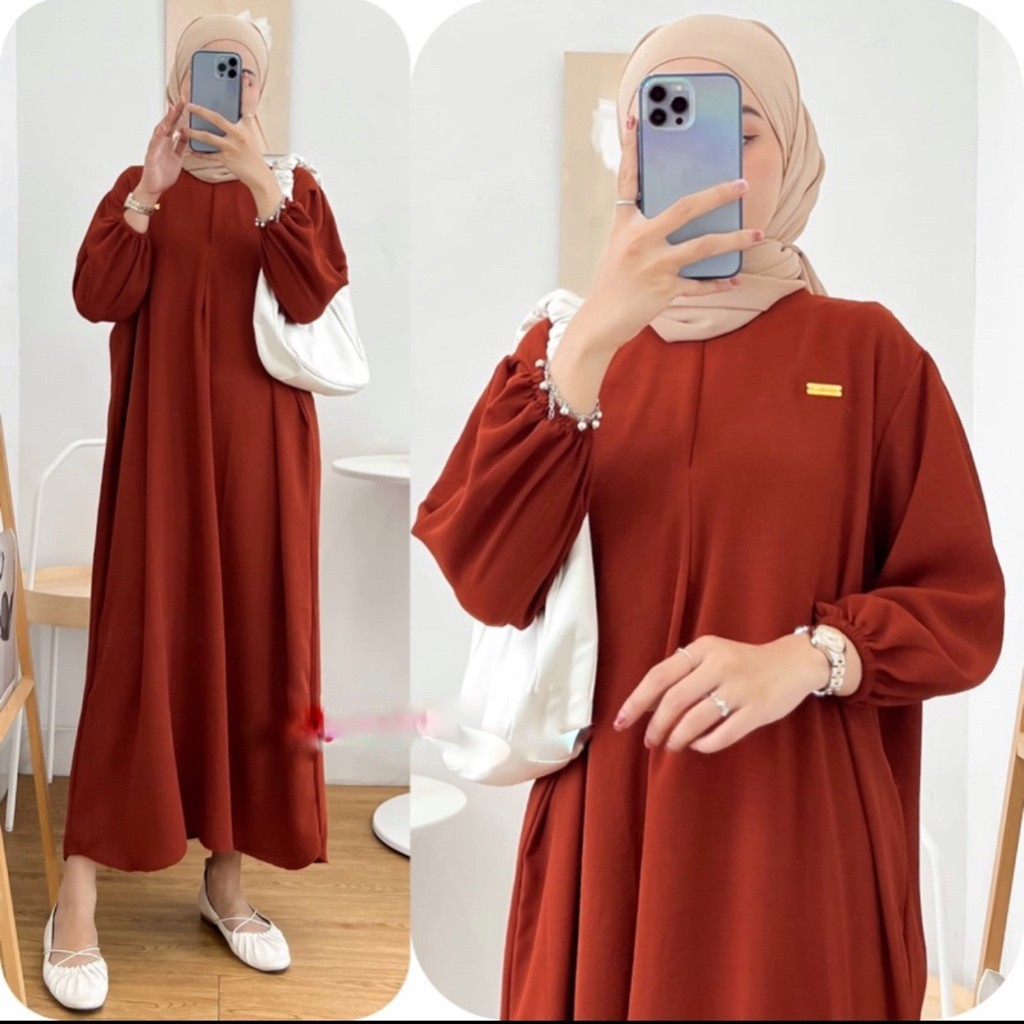 3/4 SLEEVE BUSUI DRESS || AMANDA MIDI DRESS / MIDI DRESS CRINKLE AIRFLOW PREMIUM