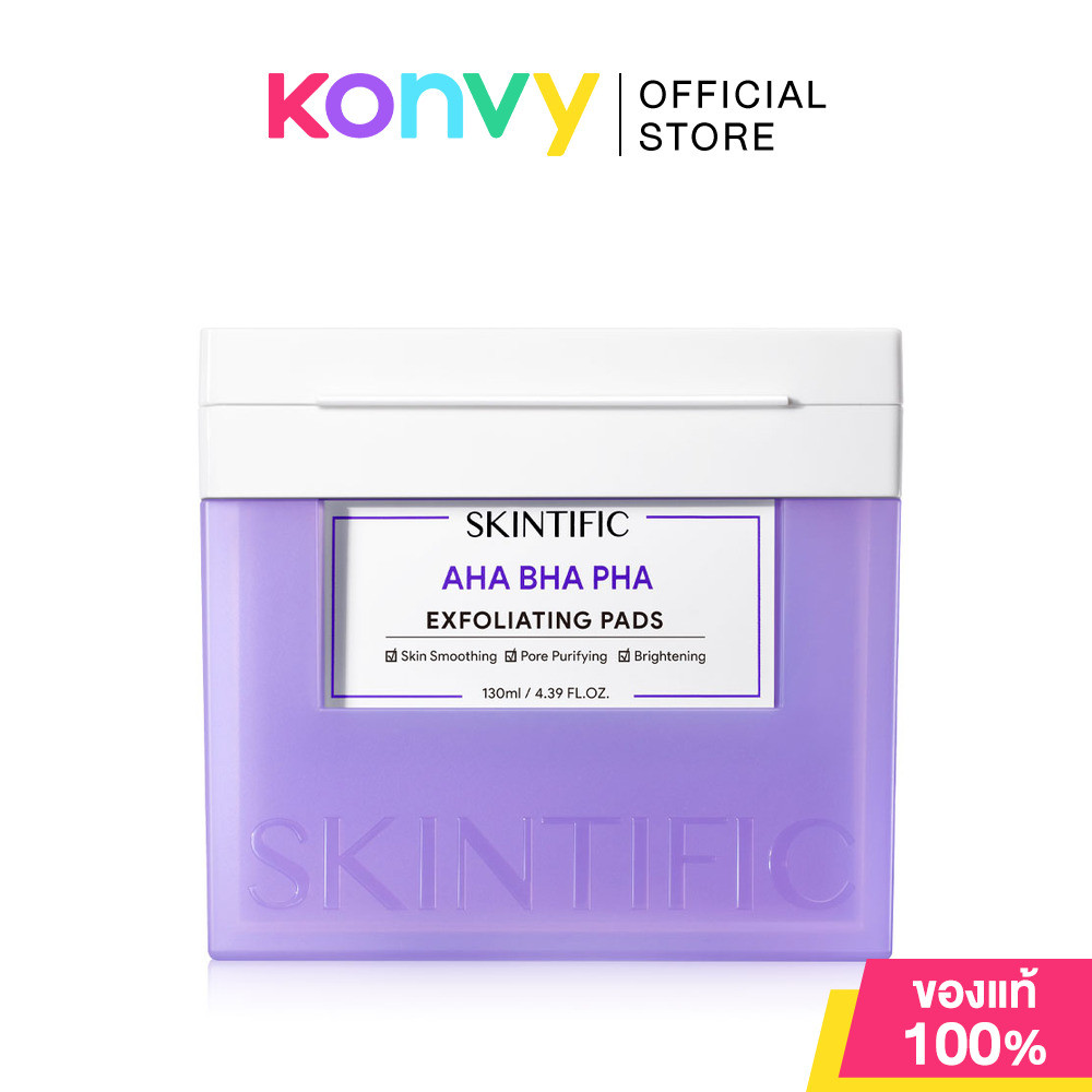 SKINTIFIC Aha Bha Pha Exfoliating Pads 130ml [40 Pads] โทนเนอร์แบบแผ่น.