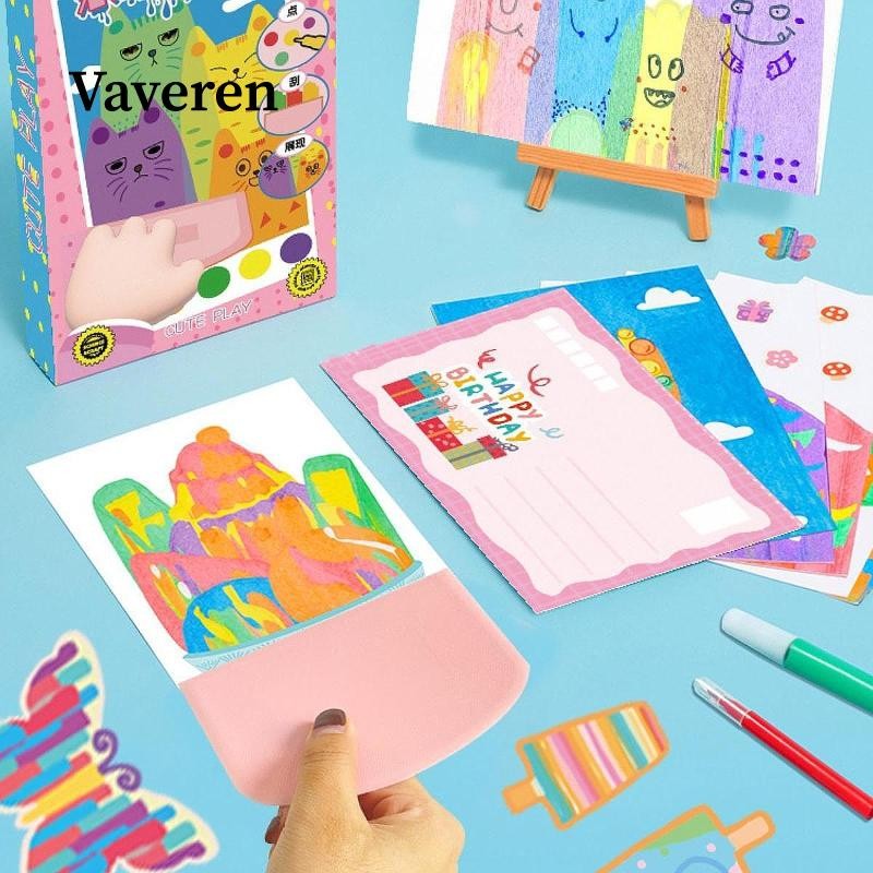 [Vaveren] Dot Painting Art Kit สําหรับเด็กพร้อมแผ่นโน้ตรอยขีดข่วนและเครื่องมือปาดน้ํา