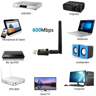 อะแดปเตอร์เครือข่าย USB WiFi ไร้สาย Dual Band 2.4/5Ghz ความเร็ว 600 Mbps พร้อมเสาอากาศ 802.11 สำหรับ Windows 10/8/7/XP