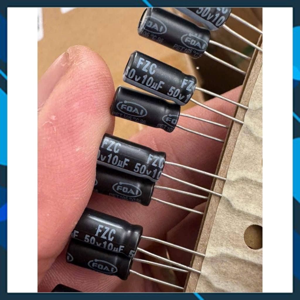 [ 500 ชิ้น ] CAPACITOR 10UF 10UF50V 50V10UF (5x11mm) ยี่ห้อ F-OAI