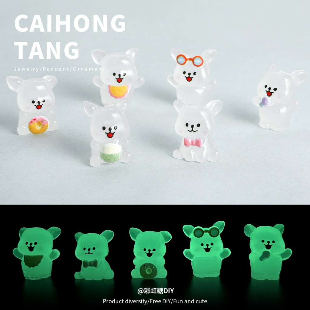 เครื่องประดับเรซินสำหรับงานDIY ลายตุ๊กตาหมาน่ารัก แพคเกจ10pcs