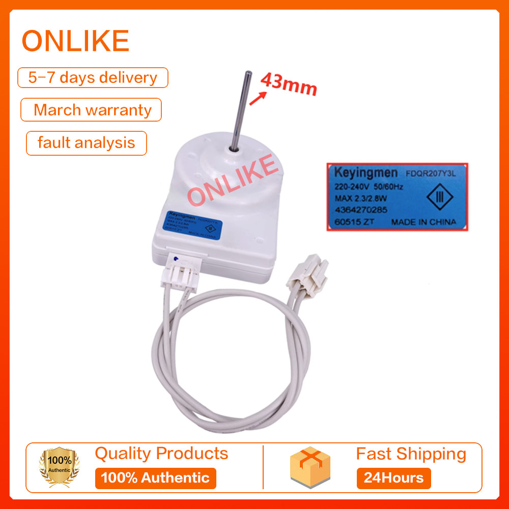 NEW Beike ใบพัดลมมอเตอร์พัดลมตู้เย็น FDQR207Y3L 4364270285 30817ZT 220V MAX2.3/2.8W ความยาวเพลา 43mm