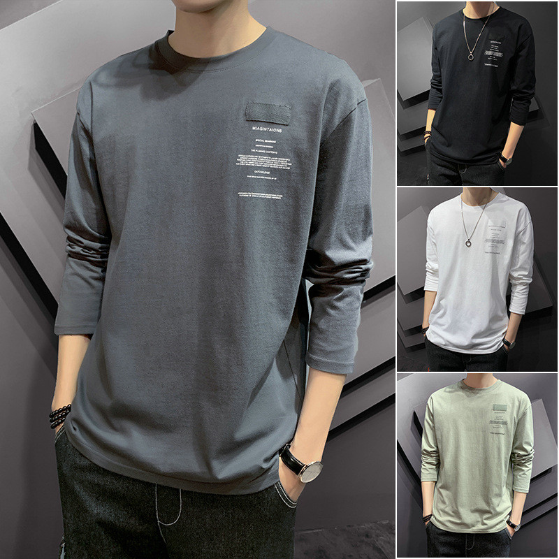 LEOSHOP เสื้อยืดเเขนยาวผู้ชาย เสื้อสีพื้น รุ่น 8050