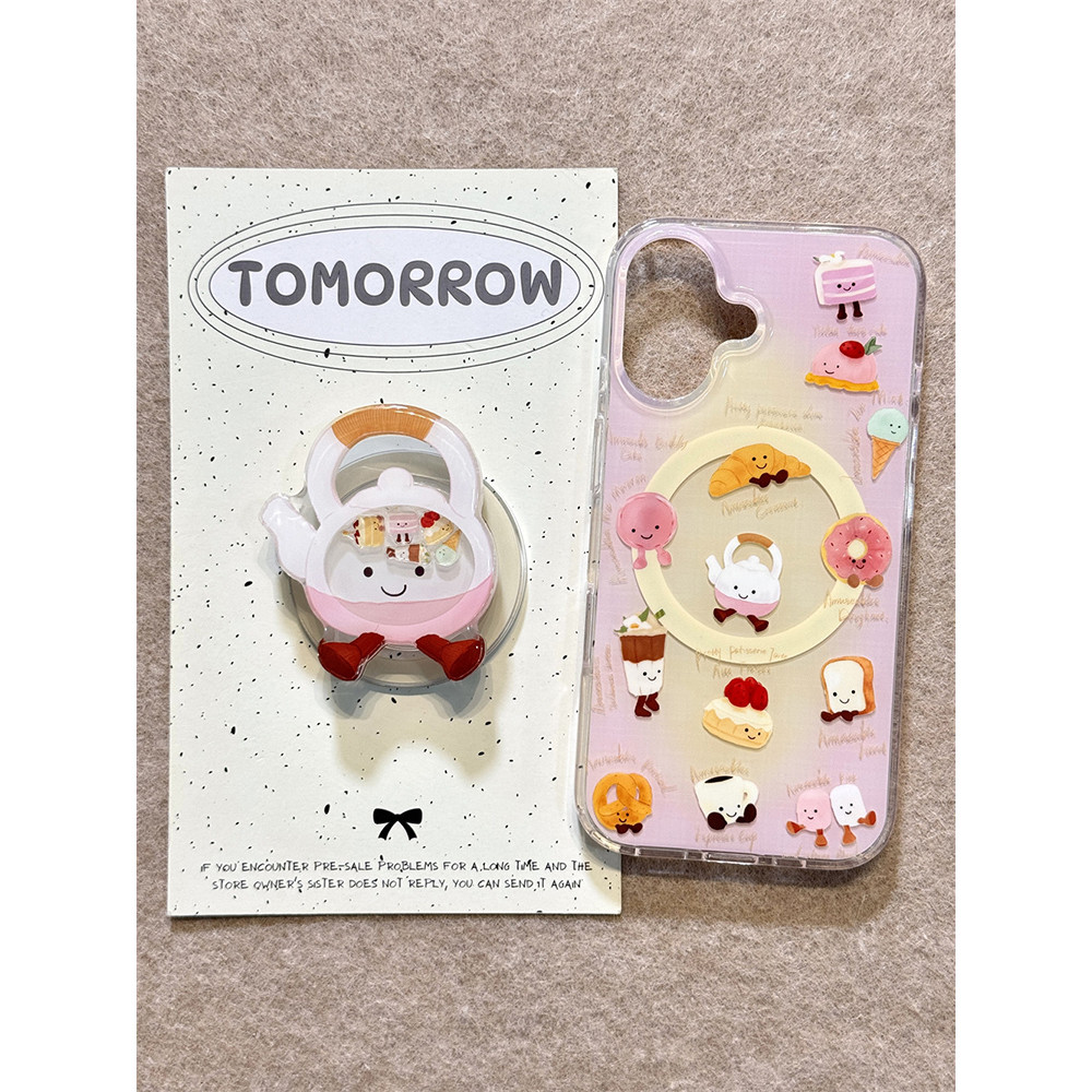 ขนมปังขนมน่ารักเคสแม่เหล็ก Samsung S21 S22 S23 S24+S25+FE Ultra A36 A56 A55 A54 เคสโทรศัพท์เคลือบเงา