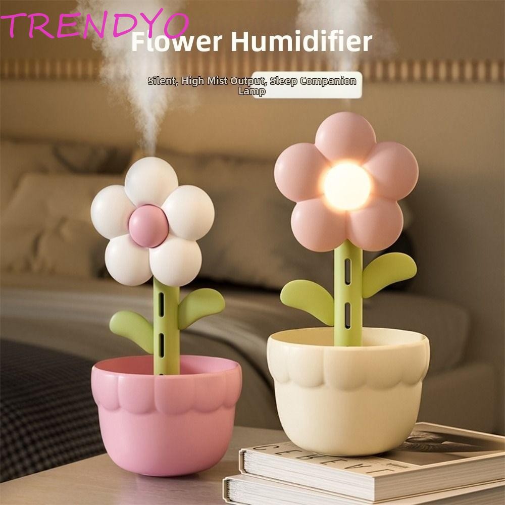 TRENDYO Flower Air Humidifier, 300ml Creative Desktop Cool Fogger, ทนทานน่ารัก Mini Quiet Cool Mist เครื่องฟอกอากาศห้องนอนเครื่องประดับ