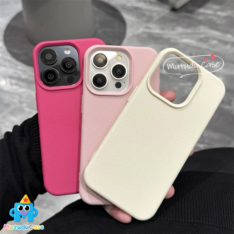 เคสหนังนิ่มเนื้อสัมผัสแบบสีทึบแฟชั่น สำหรับ IPhone 16 11 13 15 12 14 Pro Max XR 16 7 8 14 15 Plus XS X Max
