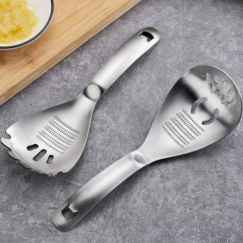 Scoop Garlic Paste Strainer Ginger Puree remai Home Grinding Spoon Press Baby Food Tool Stainless St