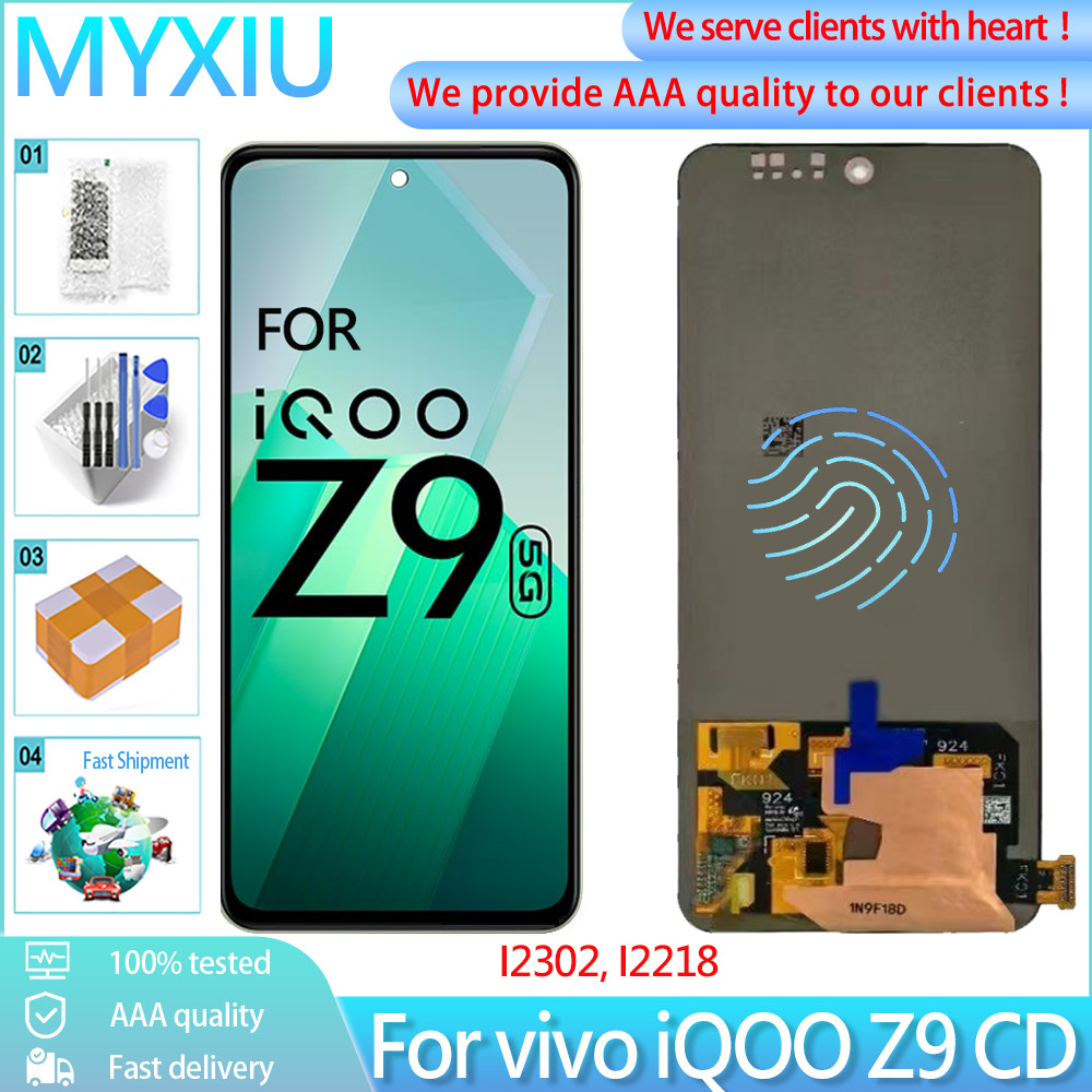 Original AMOLED 6.67 "สําหรับVivo iQOO Z9 จอแสดงผลLCD Digitizer AssemblyสําหรับVIVO iQOO Z9 I2302 I2