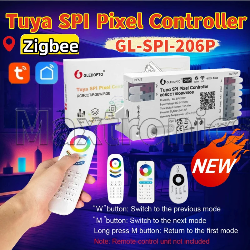 GLEDOPTO ZigBee Tuya SPI พิกเซล LED Strip Light Controller Smart Life APP ควบคุมสําหรับ RGB/RGBW/RGB