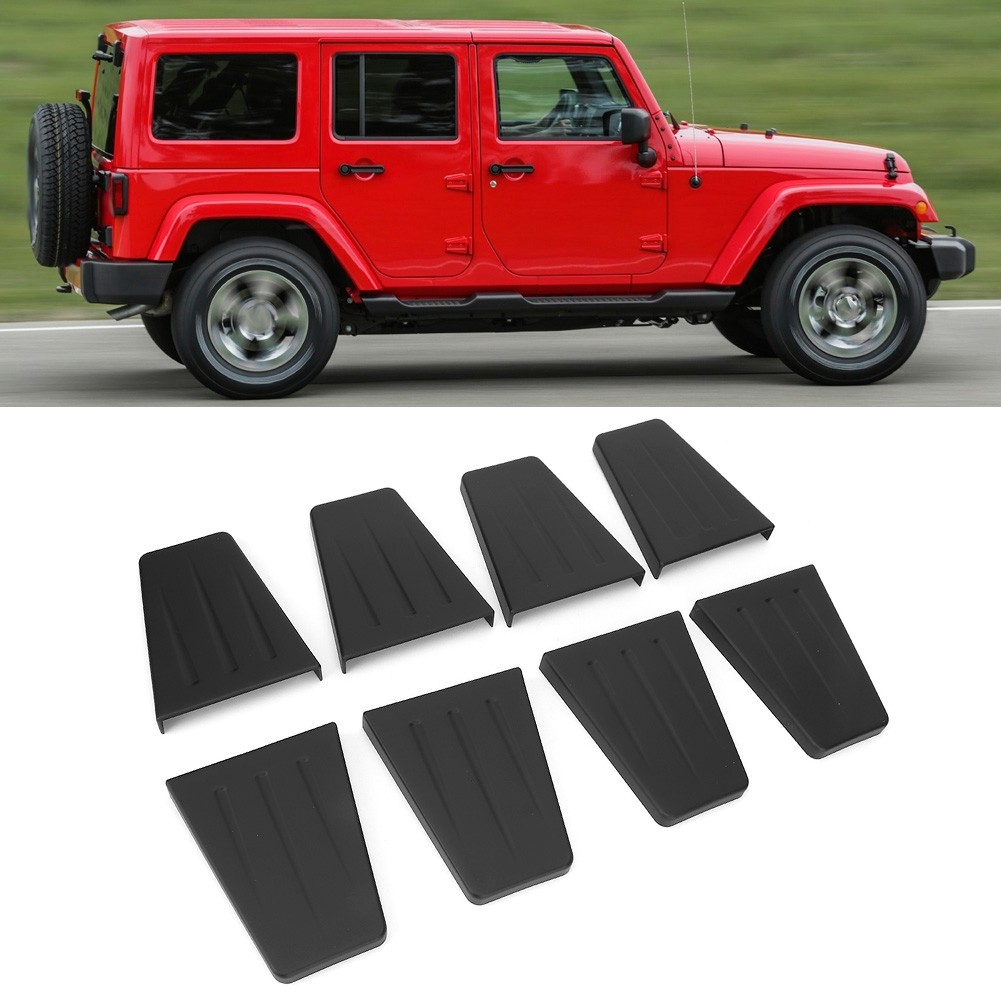 Flyingshop-ph 8 ชิ้นบานพับประตูฝาครอบอุปกรณ์เสริมสําหรับ Wrangler JK 4 ประตู 2007-2016