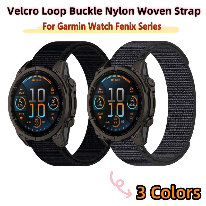Velcro สายทอไนลอนเหมาะสําหรับ Garmin Fenix 7S 6S 5S 7X 6X 5X 3 HR Pro Sapphire Solar GPS Plus Series