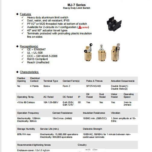 ไต้หวัน Maoren Travel Switch ลิมิตสวิตช์ MJ1-6106 MJ1-6117 MJ1-6112R MJ1-6114