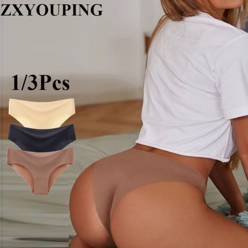 Zxyouping กางเกงชั้นในผ้าไหมน้ําแข็ง 1/3 ชิ้นผู้หญิงกางเกงไม่มีรอยต่อชุดเซ็กซี่ Low Rise สบาย Breathable ชุดชั้นใน S-XL