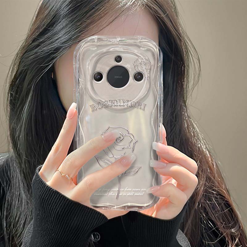 เคส Realme 12 11 Pro Plus 12X 12+ 12Pro+ เคสโทรศัพท์ที่มีสร้อยข้อมือโซ่หรูหราสีขาวใสน่ารักแฟชั่นกันกระแทกการออกแบบใหม่สาวผู