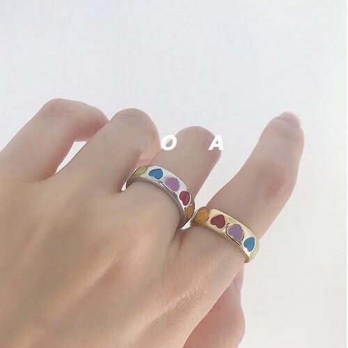 แหวนแฟชั่นสไตล์เกาหลีย้อนยุคสีสันสดใส