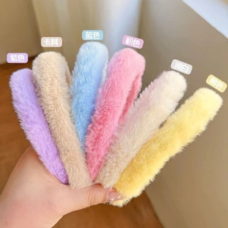 ที่คาดผมน่ารัก Plush Hair Band คลิปผมหญิงสาว Wide Side Head Hoop ร้อยอุปกรณ์เสริมผมสำหรับสาวนักเรียน