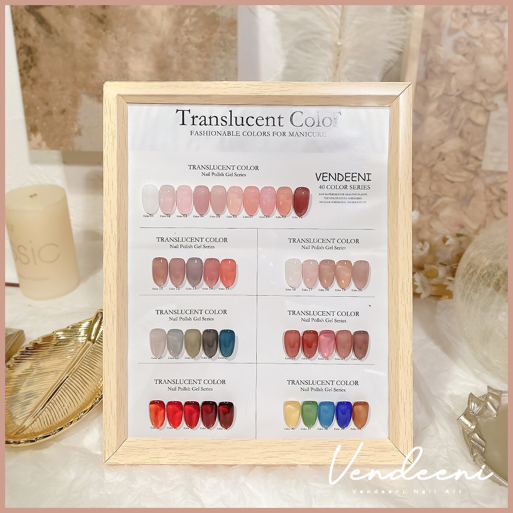 VENDEENI เซ็ทสีเจลไซรัป 5 สี แถมชาร์ตกรอบไม้+เล็บปลอม ตกแต่งเล็บ