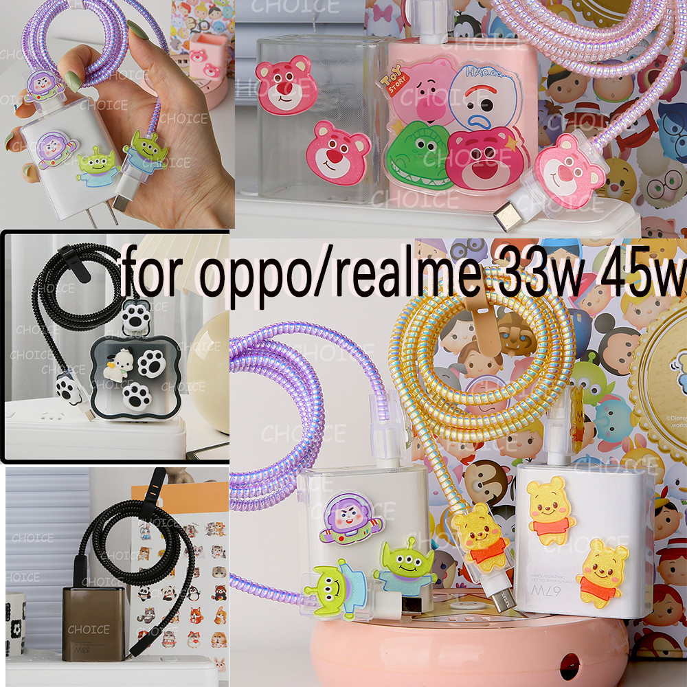 สําหรับ realme 33w/45w Charger Case น่ารักการ์ตูนสีชมพู TPU Charger Protector สําหรับ oppo 45w oppo a60 A38 Charger Case