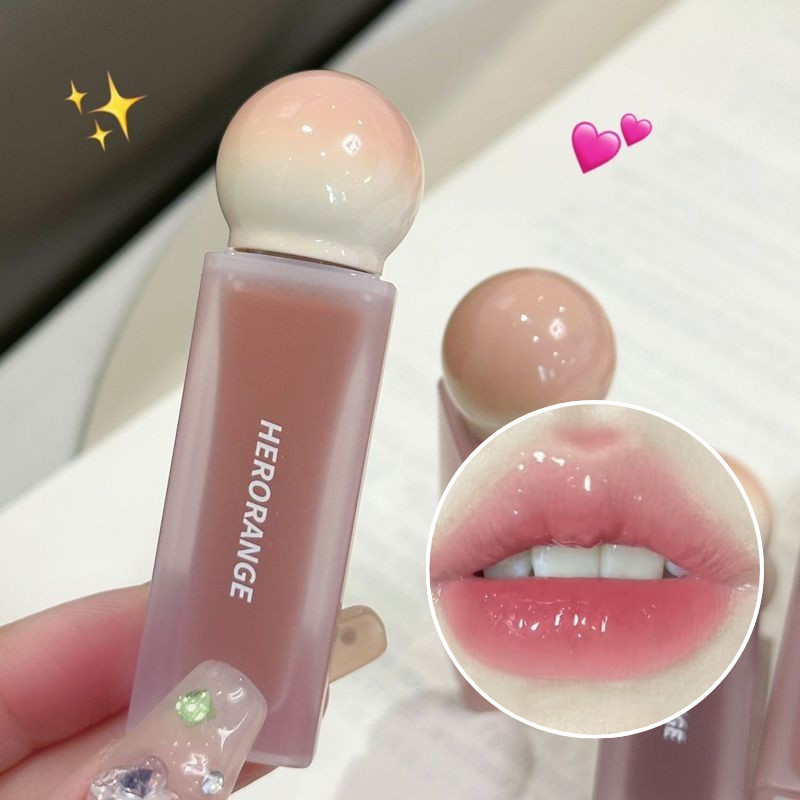 【มาใหม่】HERORANGE 3D ลิปสติกกระจกน้ำแสงซึมผ่านได้สีแฟชั่นให้ความชุ่มชื้นยาวนาน