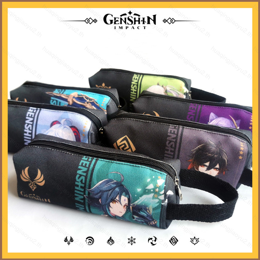 Genshin Impact อะนิเมะกรณีดินสอเครื่องเขียนกระเป๋าซิปปากกากระเป๋าเก็บการ์ตูน Wanderer นักเรียนสํานักงานอุปกรณ์การเรียน