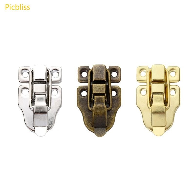 Picbliss เครื่องประดับโบราณกล่องล็อคสําหรับกล่องสลักตกแต่งหัวเข็มขัดล็อค Heavy Duty เหล็กกระเป๋าเดินทางตู้บานพับ Easy to I