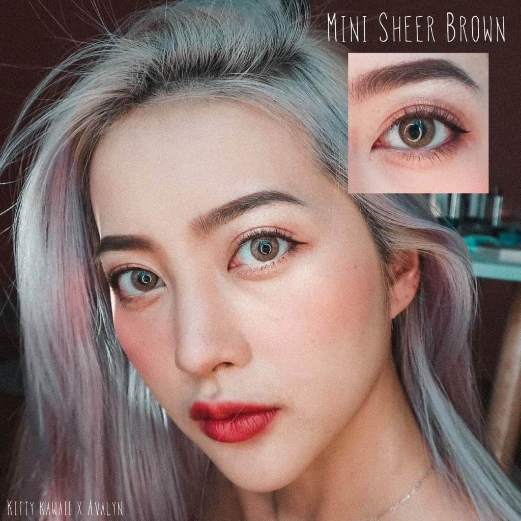 คอนแทคเลนส์(มินิ) Mini Sheer (Kitty Kawaii) สี : Brown / Gray รายเดือน มีค่าสายตา