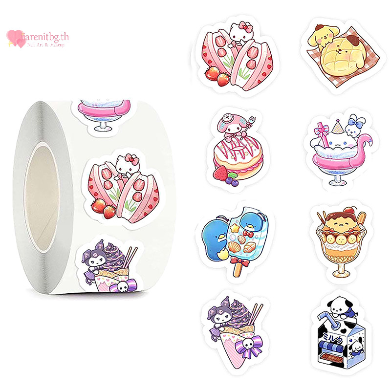 Renbg 500 ชิ้น/ม้วนการ์ตูน Sanrio สติกเกอร์ Kawaii Hello Kitty Kuromi Melody Diy Pvc แล็ปท็อป Decals ตกแต่ง Stiker เด็กรางวัลของขวัญของเล่น TH