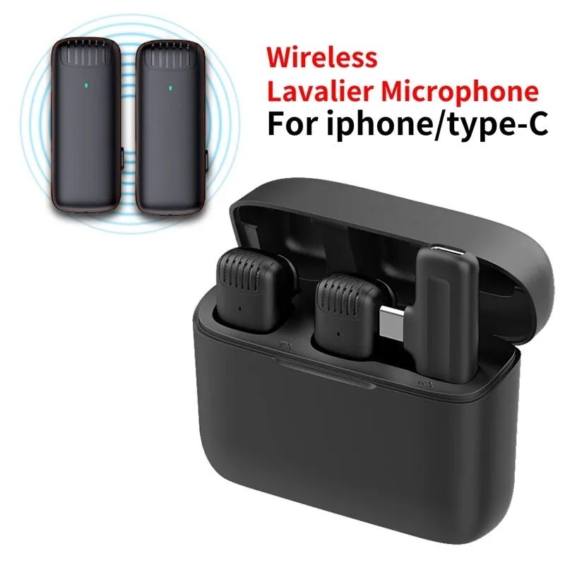 J11/J13 Wirelessไมโครโฟน ไร้สายลดเสียงรบกวน ไมโครโฟนบันทึกสัมภาษณ์สดสำหรับโคมไฟประเภท ไมโครโฟนไร้สาย พร้อมเคสชาร์จ